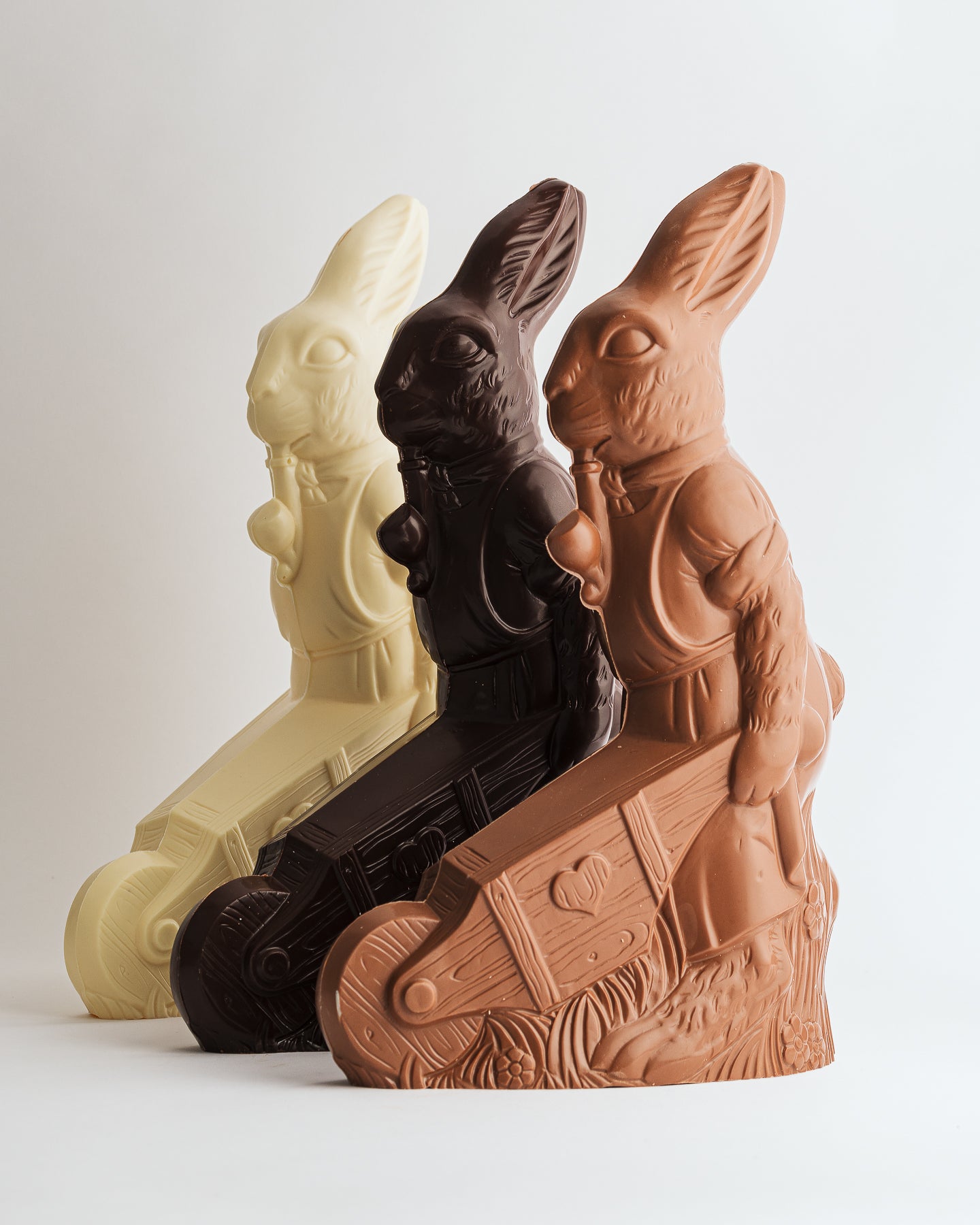 Big hare with wheelbarrow